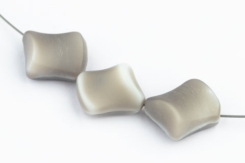 12mm x 17mm Matte Light Gray Pinched Rectangle Bead (4 Pcs) #UPG238