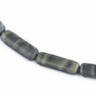 6mm x 18mm Gray Striped Marble Rectangle Tube Bead (12 Pcs) #UPG242