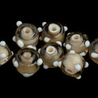 6mm x 8mm Gray/White Heart Glass Bead with Dots (4 Pcs) #UPG249