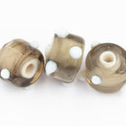 6mm x 8mm Gray/White Heart Glass Bead with Dots (4 Pcs) #UPG249