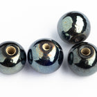 10mm Cobalt/Hematite Luster Bead (4 Pcs) #UPG254