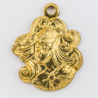18mm Raw Brass Maiden with Flowing Hair Charm (2 Pcs) #136A-General Bead
