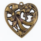 30mm Antique Brass Flower-Ribbon Heart #1421A-General Bead