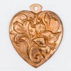 45mm Copper Lily Heart Charm #1588B-General Bead