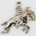 16mm Silver Galloping Horse with Rider Charm (2 Pcs) #160B-General Bead