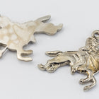 16mm Silver Galloping Horse with Rider Charm (2 Pcs) #160B-General Bead