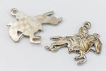 16mm Silver Galloping Horse with Rider Charm (2 Pcs) #160B-General Bead