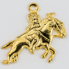 16mm Gold Galloping Horse with Rider Charm (2 Pcs) #160C-General Bead