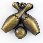 20mm Antique Brass Bowling Ball and Pins Charm (2 Pcs) #2190A-General Bead