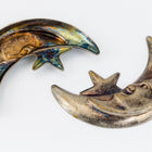 40mm Antique Silver Crescent Moon and Star (2 Pcs) #2233A-General Bead