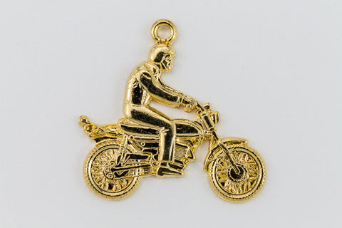 22mm Gold Colored Motorcyle with Rider #319A-General Bead