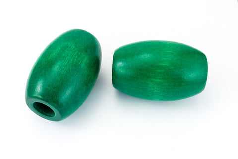 35mm x 53mm Green Wood Barrel Bead #WOOD001-General Bead