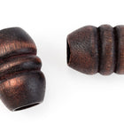 19mm x 30mm Brown Wood Ridged Barrel Bead (2 Pcs) #WOOD005-General Bead