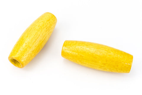 18mm x 50mm Yellow Wood Tube Bead (2 Pcs) #WOOD008-General Bead