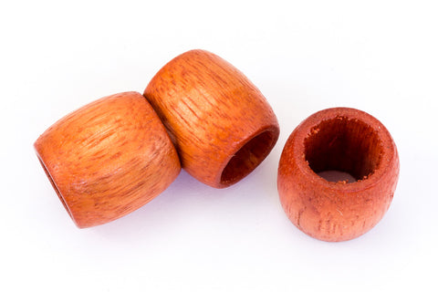 15mm x 16mm Orange Wash Wood Barrel Bead (4 Pcs) #WOOD014-General Bead