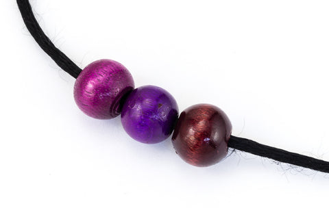 10mm Purple Mix Round Wood Bead (5 Pcs) #WOOD025-General Bead
