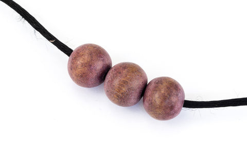 12mm Lilac Wash Round Wood Bead (5 Pcs) #WOOD026-General Bead