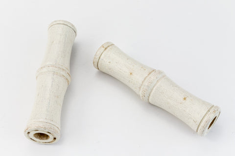 11mm x 60mm White Wood Tube Bead (2 Pcs) #WOOD029-General Bead