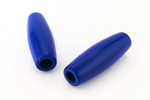 18mm x 50mm Blue Wood Tube Bead (2 Pcs) #WOOD038-General Bead