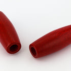 18mm x 50mm Red Wood Tube Bead (2 Pcs) #WOOD039-General Bead