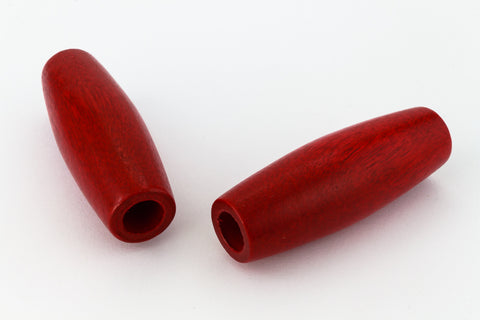 18mm x 50mm Red Wood Tube Bead (2 Pcs) #WOOD039-General Bead