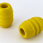 19mm x 30mm Yellow Wood Ridged Barrel Bead (2 Pcs) #WOOD042-General Bead