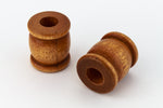 18mm x 22mm Brown Wood "Spool" Barrel Bead (2 Pcs) #WOOD044-General Bead