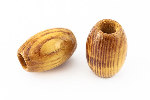 22mm x 32mm Polished Natural Wood Barrel Bead (2 Pcs) #WOOD052-General Bead