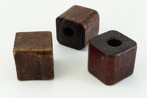 24mm Dark Brown Wood Cube Bead #WOOD067-General Bead
