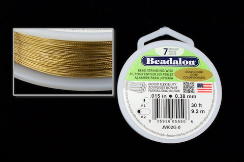 Gold 0.38mm 7 Strand Flexible Beading Wire (30 Ft) #WRD115-General Bead