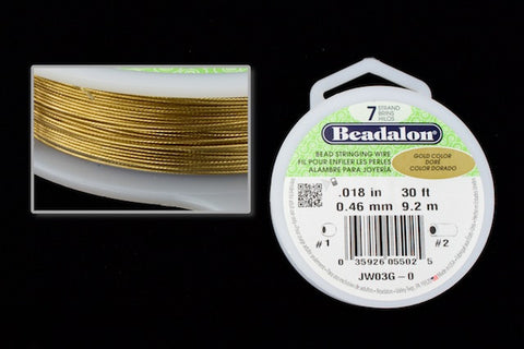 Gold 0.46mm 7 Strand Flexible Beading Wire (30 Ft) #WRD118-General Bead