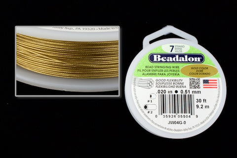 Gold 0.51mm 7 Strand Flexible Beading Wire (30 Ft) #WRD120-General Bead