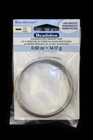 Stainless Steel Flat Memory Wire- Large Bracelet .5 oz. (10 Packs, 60 Packs) #WRN018