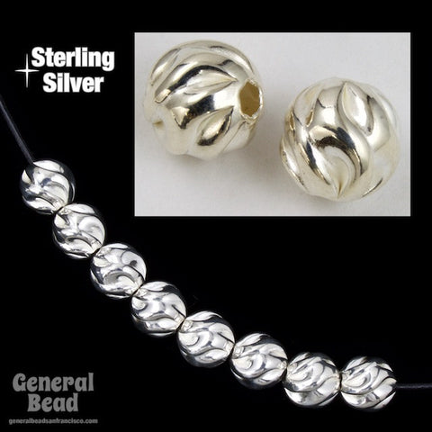 8mm Sterling Silver Twist Round Bead-General Bead
