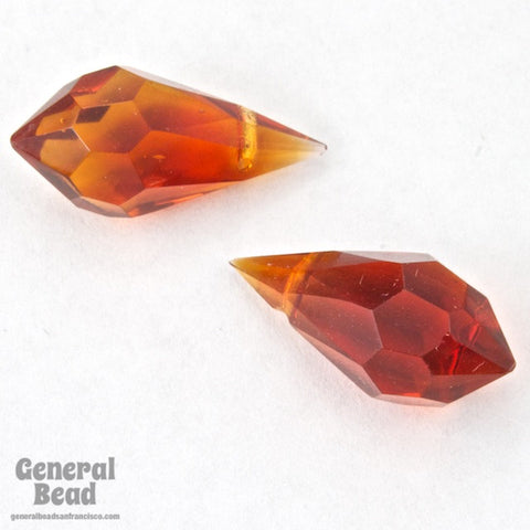 9mm x 18mm Smoked Topaz Cut Glass Teardrop #XCD010-General Bead