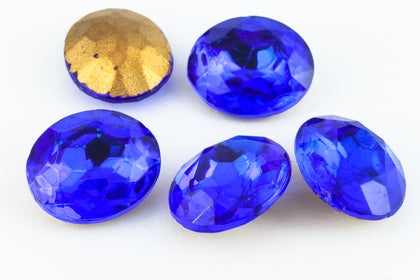 10mm x 12mm Cobalt Faceted Oval Point Back Cabochon #XGP008-A-General Bead