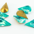 5.5mm x 10mm Aqua Faceted Teardrop Point Back Cabochon #XGP024-C-General Bead