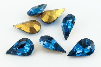 5.5mm x 10mm Montana Faceted Teardrop Point Back Cabochon #XGP024-D-General Bead