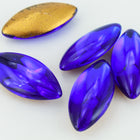 7mm x 15mm Cobalt Smooth Navette Point Back Cabochon (2 Pcs) #XGP025-F-General Bead