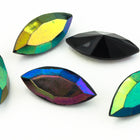 7mm x 15mm Jet AB Faceted Navette Point Back Cabochon (2 Pcs) #XGP026-H-General Bead