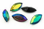 7mm x 15mm Jet AB Faceted Navette Point Back Cabochon (2 Pcs) #XGP026-H-General Bead