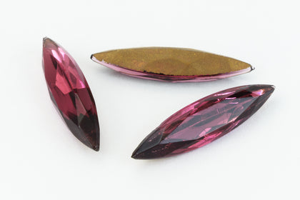 6mm x 24mm Amethyst Faceted Navette Point Back Cabochon #XGP027-G-General Bead