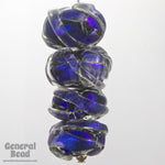 10mm x 15mm Vibrant Blue/Purple Handmade Dichroic Twist Rondelle-General Bead