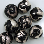18mm Handmade Black/Silver Foil Bead #XJH001-General Bead
