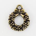 21mm Antique Brass Tierracast Wreath Charm #XMAS007-General Bead
