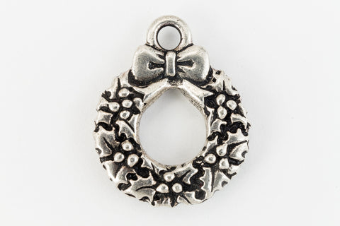 21mm Antique Silver Tierracast Wreath Charm #XMAS016-General Bead