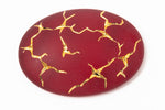 Vintage 18mm x 25mm Ruby with Gold Crackle Oval Cabochon #XS10-B