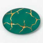 Vintage 13mm x 18mm Emerald with Gold Crackle Oval Cabochon #XS10-D