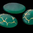 Vintage 13mm x 18mm Emerald with Gold Crackle Oval Cabochon #XS10-D