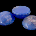 Vintage 8mm Blue/Gold Glitter Stripe Round Cabochon #XS100-F-4